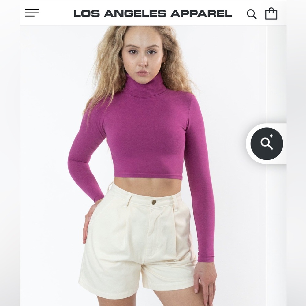 Los Angeles Apparel Cotton Twill Pleated Short in “Creme”